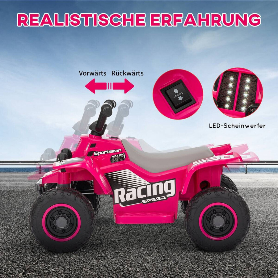AIYAPLAY Elektro-Quad Kinderquad mit LED und Hupe Rosa Metall 1,5-3 Jahre - Bild 5