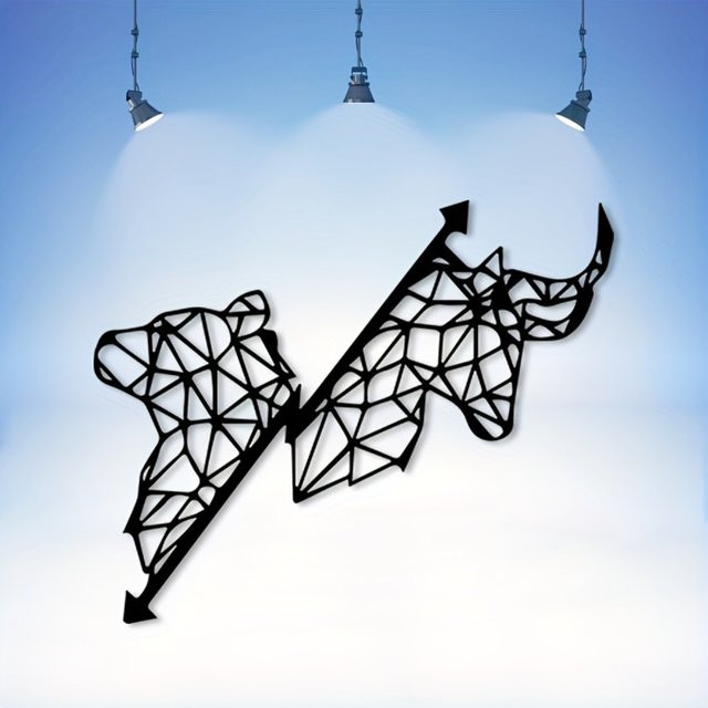 CIFBUY Vintage Metall-Wandkunst mit Stier- und Bärenmotiv in Schwarz - Bild 1