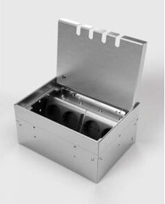 bs Bodensteckdose 8904BB1 Kombination in Silber mit 3x Schutzkontakt und 1x RJ45 2fach - Bild 1