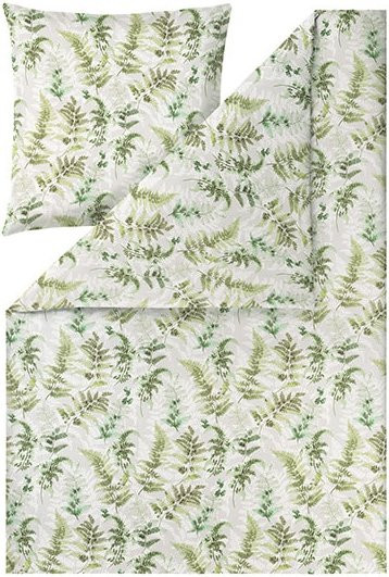 Estella Bettwäsche Daniela aus Bio Mako-Satin mit floralem Design in Grün - Bild 1