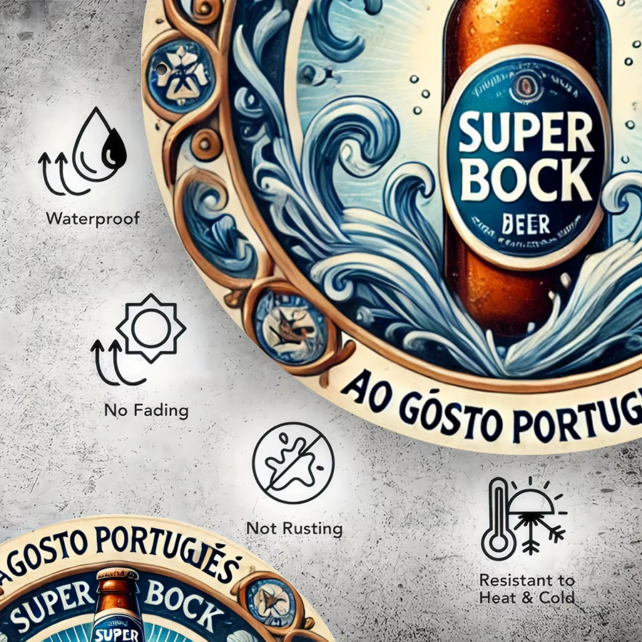 Super Bock Vintage-Aluminiumschild mehrfarbig B/H: 20 x 20 cm - Bild 4