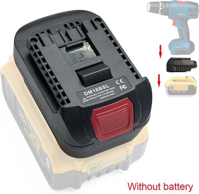 DM18BSL Batteriekonverter-Adapter für Milwaukee 18V und Dewalt 20V Li-Ion-Akkus zur Nutzung mit Bosch 18V Werkzeugen, Schwarz - Bild 1