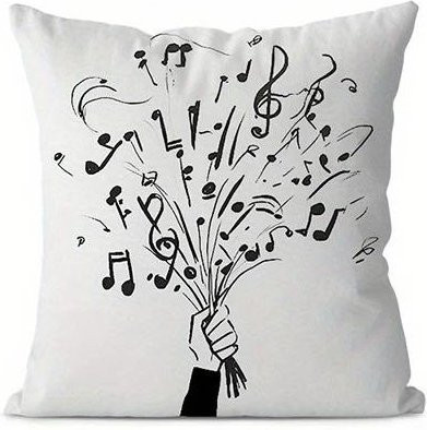 Dekorativer Kissenbezug mit Musiknoten-Muster für Sofa und Schlafzimmer, B/H: 18 x 18 cm - Bild 1