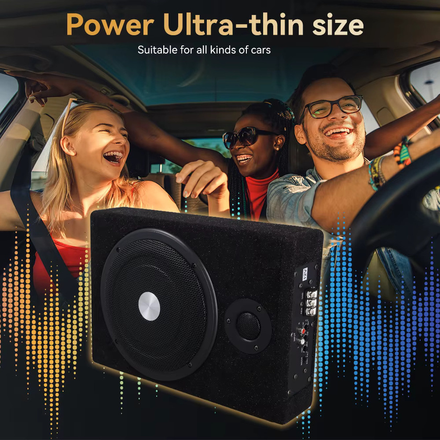 Podofo 8 Zoll Aktiver Auto-Subwoofer 600W Schlanker Unter-Sitz Bass-Lautsprecher in Schwarz - Bild 2