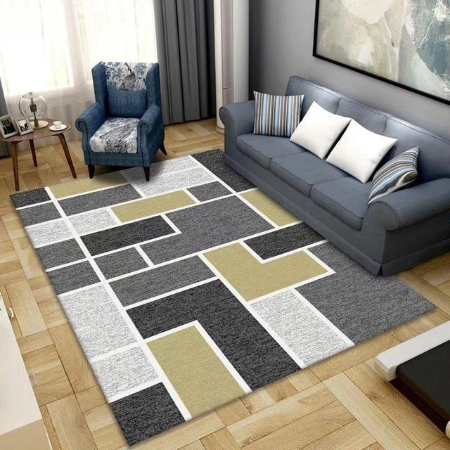 JGJG Nordischer Geometrischer Teppich, Rechteckiger Flanell-Lounge-Teppich aus Polyester, Rutschfest und Waschbar, Mehrfarbig, Breite: 60 cm, Länge: 90 cm - Bild 1