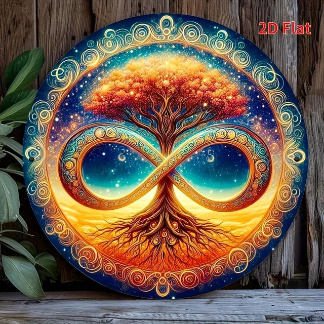 Cosmic Tree Metal Wandbild von CIFBUY mit Infinity-Symbol in Mehrfarbig, abstrakte Natur-Grafik als wasserdichte Wanddekoration - Bild 1