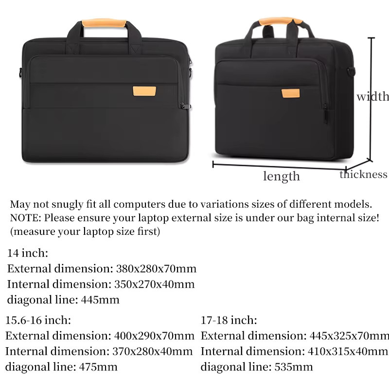 WOMT Laptop Umhängetasche und Aktentasche für 15,6 bis 17,3 Zoll in Schwarz - Bild 3