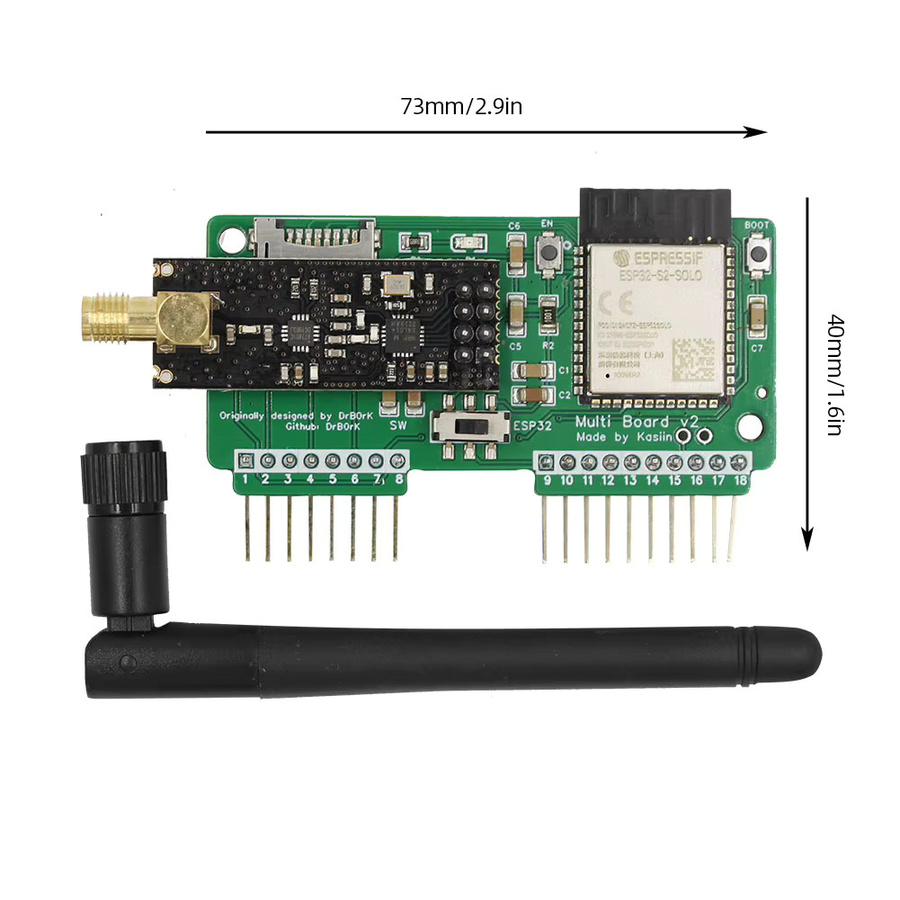 Flipper Zero WiFi Multi Board mit NRF24, ESP32 und CC1101 Modulen für GPIO Modifikationen in Orange und Grün - Bild 4