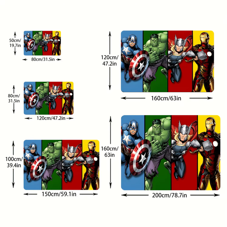Beast Kingdom Marvel Teppich mit Hulk-Thor Cartoon-Print, Rechteckig, Multicolour, Breite: 80 cm, Tiefe: 50 cm, Höhe: 1 cm - Bild 3