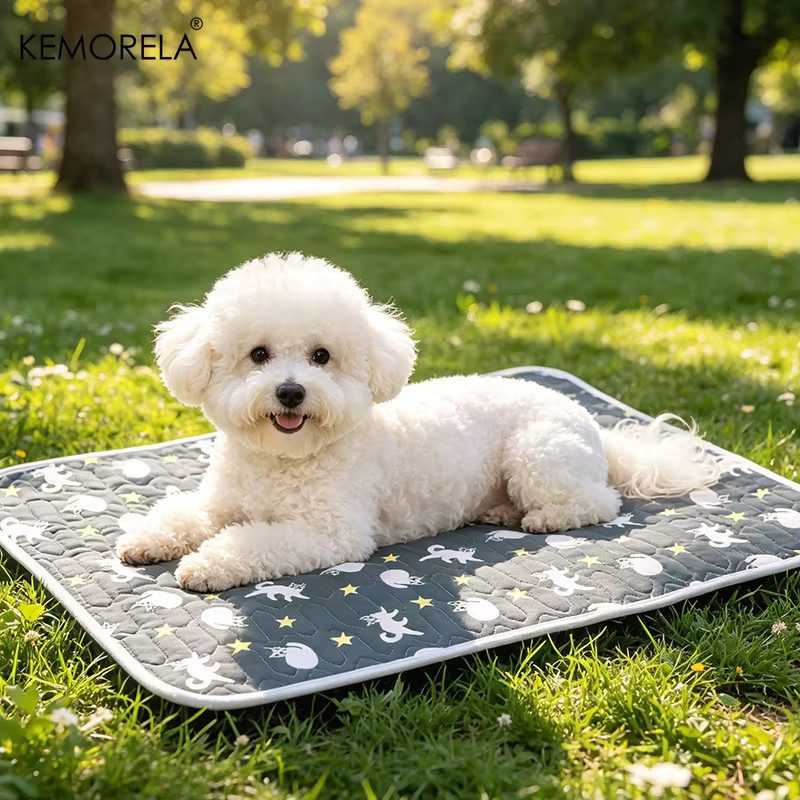 KEMORELA Sommer-Eisseide Haustier-Kühlmatte in Grau, wasserdichte und rutschfeste Schlafunterlage für Hunde und Katzen - Bild 2