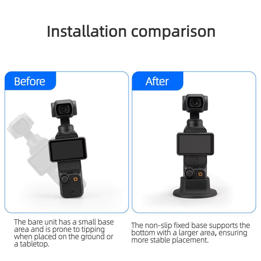 DJI OSMO Pocket 3 Kamerazubehör: Rutschfeste und stabile Gummi-Basis als Verlängerungsständer in Schwarz - Bild 3