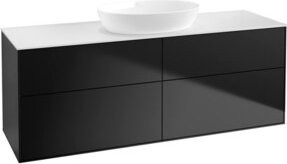 V&B Waschtischunterschrank Finion mit Wandbeleuchtung in Weiß und Schwarz Lack, B/T/H: 160 x 50,1 x 50,1 cm - Bild 1