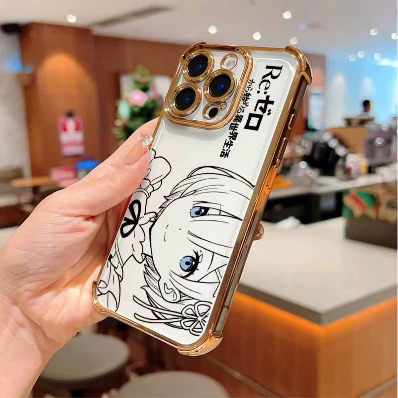 Stoßfeste Handyhülle mit Anime Rem Emilia Design für iPhone 11 bis iPhone 17 Pro Max und weitere Modelle - Bild 4