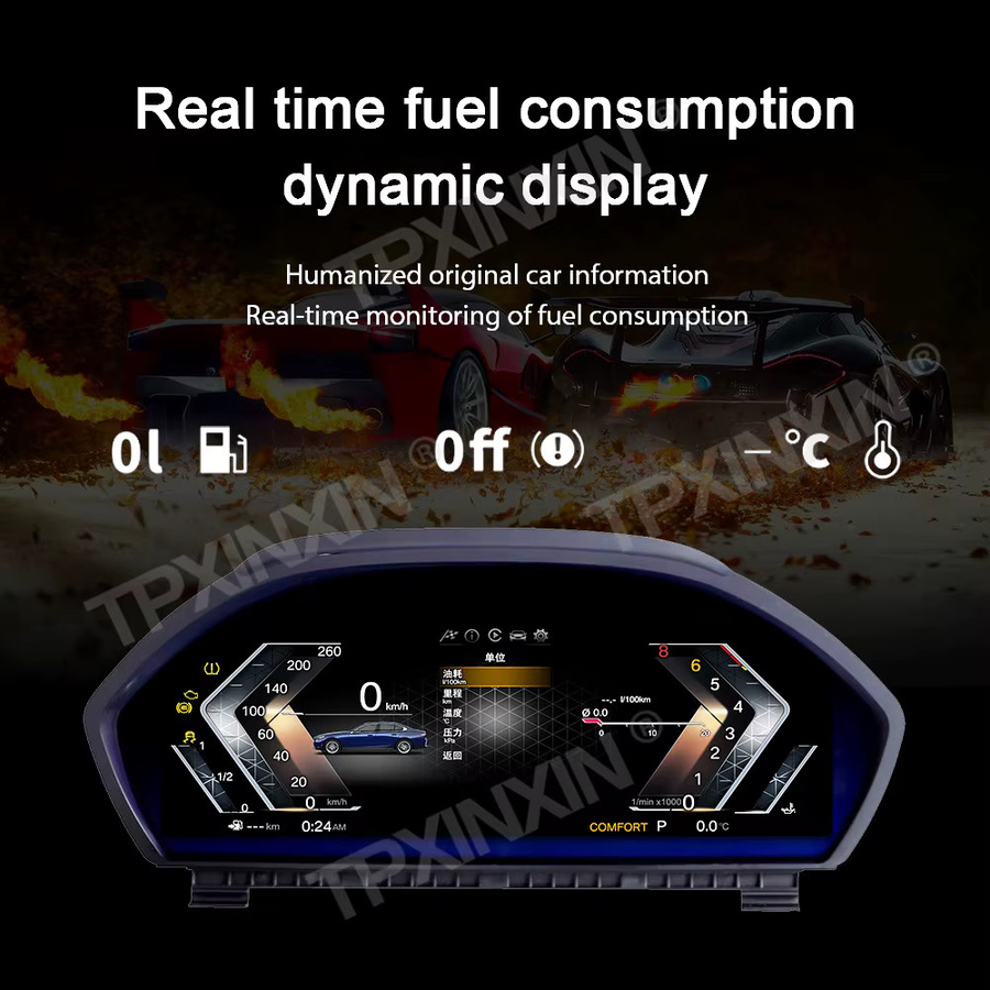 TPXINXIN Digitales dreiteiliges Set für Navigation, Instrumententafel und Klimaanlagenbedienfeld für BMW 3er und 4er Serie F30 F31 F32 F34 (2013-2020), Schwarz - Bild 4