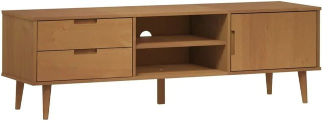 vidaXL TV-Schrank MOLDE aus Massivholz Kiefer in Braun, B/T/H: 158 x 40 x 49 cm - Bild 1