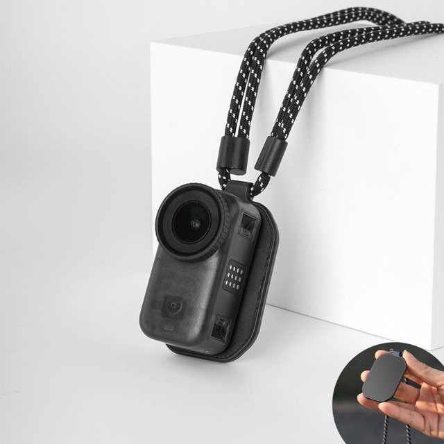 Magnetische Kamerahalterung als Halsband für DJI Osmo Nano und Insta360 GO 3S/GO 3, verstellbarer Nackengurt in Schwarz - Bild 1