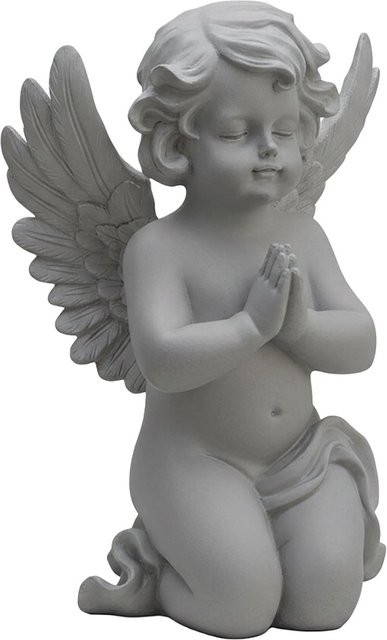 Relaxdays Grabengel aus Polyresin in Grau, frostbeständig für den Friedhof, H x B x T: 36 x 22,5 x 18 cm - Bild 1