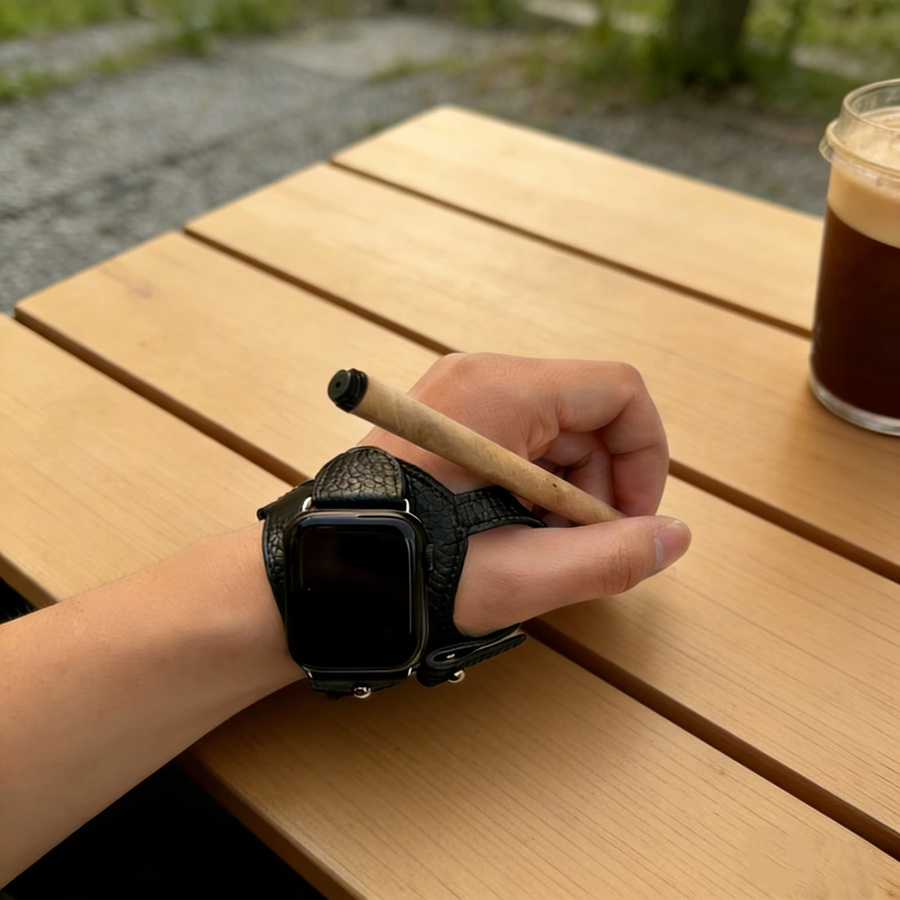 SANJIAOTANG Uhrenarmband Leder, Schwarz, Unisex - Bild 3