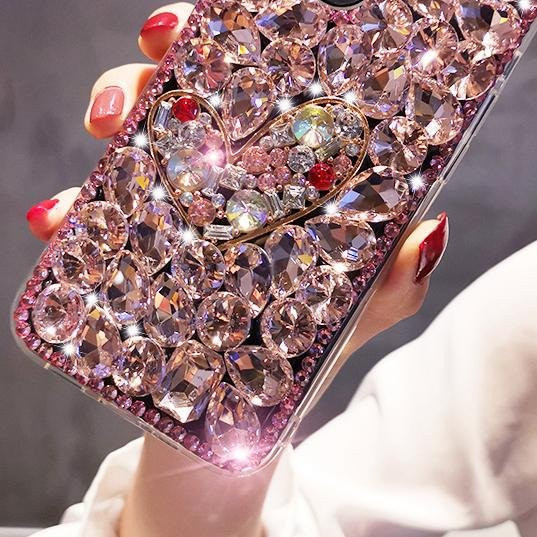 BLINGCASE Strass Handyhülle mit Diamant-Design für Samsung Galaxy Z Flip 3, Z Flip 4, Z Flip 5 und Z Flip 6 in Pink Transparent - Bild 1