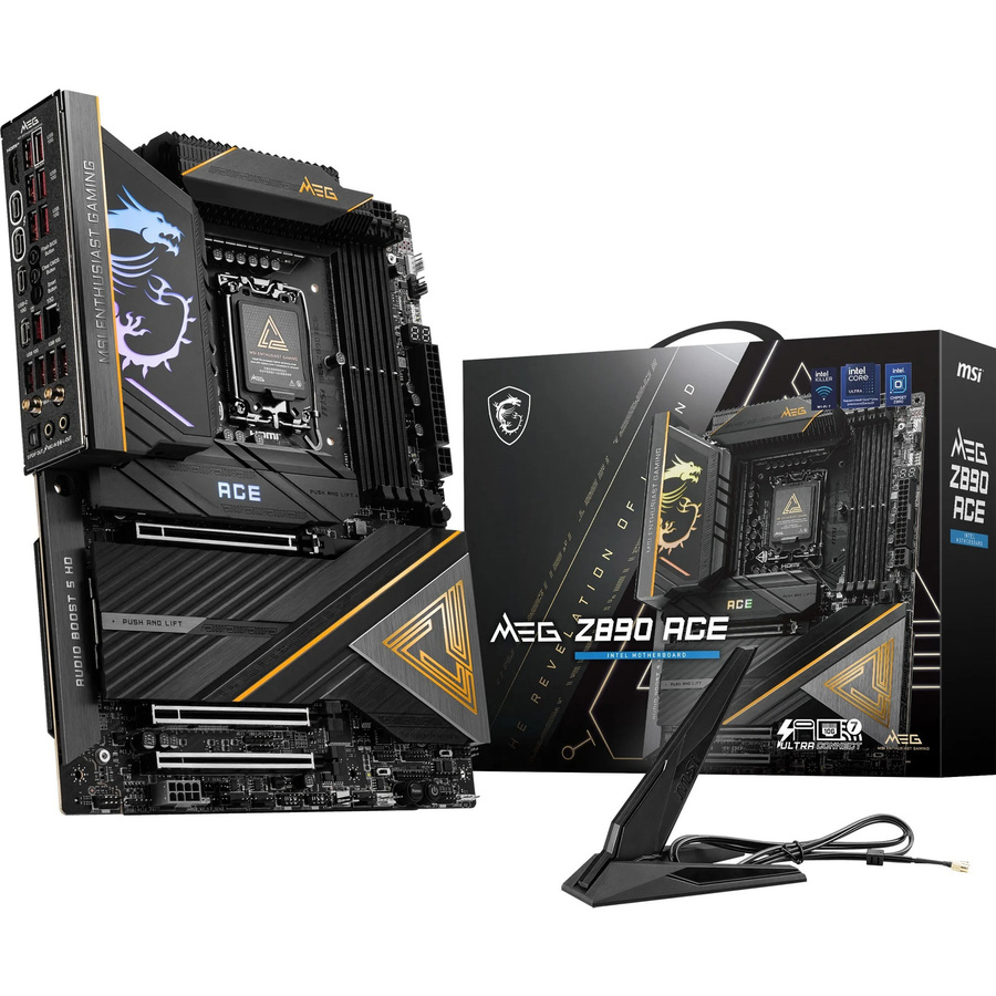MSI MEG Z890 ACE Mainboard ATX LGA1851 DDR5 mit Wi-Fi 7, Bluetooth und 10G LAN in Schwarz und Gold - Bild 1
