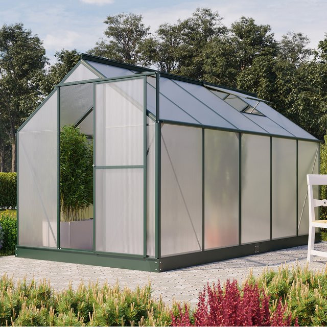 Vitavia Gewächshaus Eos 7500 in Smaragdgrün mit 7,5 m² Fläche, Polycarbonat-Platten und Schwingtür - Bild 1