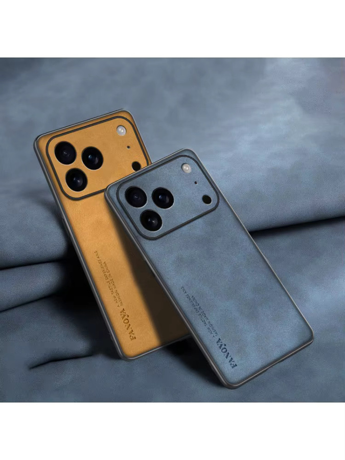 EUCAGR Luxus Handyhülle aus Schaffell und PU Leder für iPhone mit Standfunktion in Grau - Bild 4