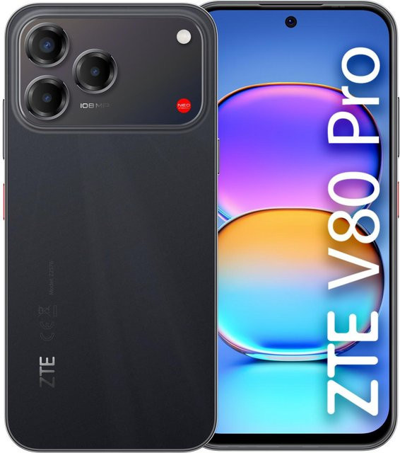 ZTE V80 Pro Smartphone Schwarz mit 8 GB RAM und 256 GB Speicher, 6,75 Zoll Android Smartphone mit NFC, Bluetooth, GPS und USB-C - Bild 1