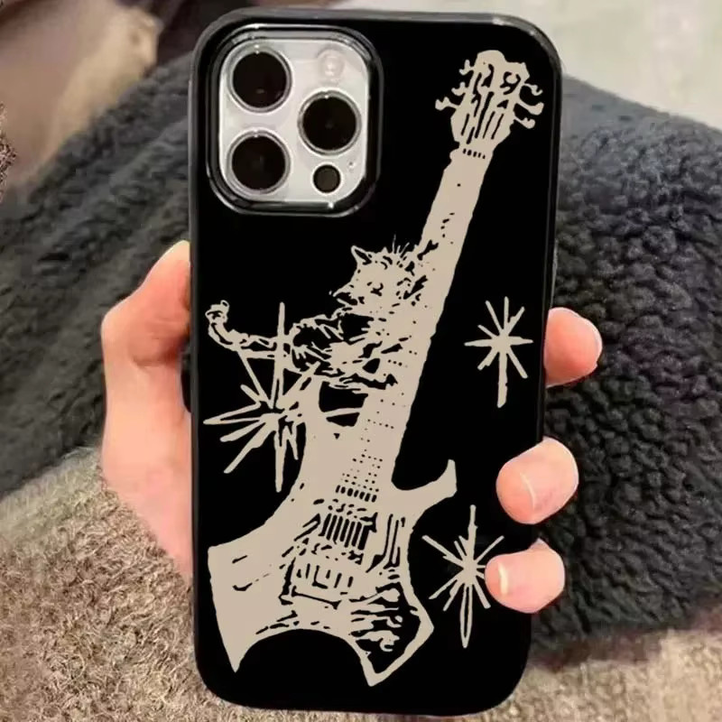 LTAO Stoßfeste iPhone Schutzhülle mit Koreanischem Gitarren-Design in Schwarz - Bild 6