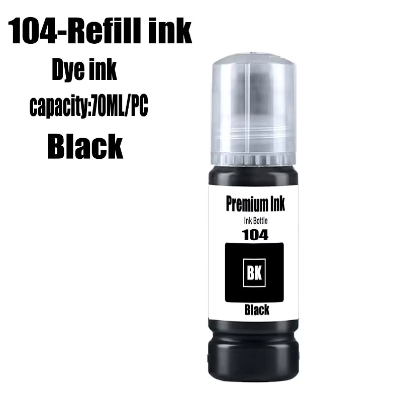104 Premium Farbkompatible Nachfülltinte auf Wasserbasis für Epson ECOTANK ET-2821 ET-2825 ET-2826 ET-2830 Drucker in Schwarz - Bild 3