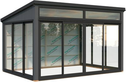 Palmako Holz-Gartenhaus Saga mit Pultdach in Dunkelgrau, B/T: 420 x 297 cm - Bild 3