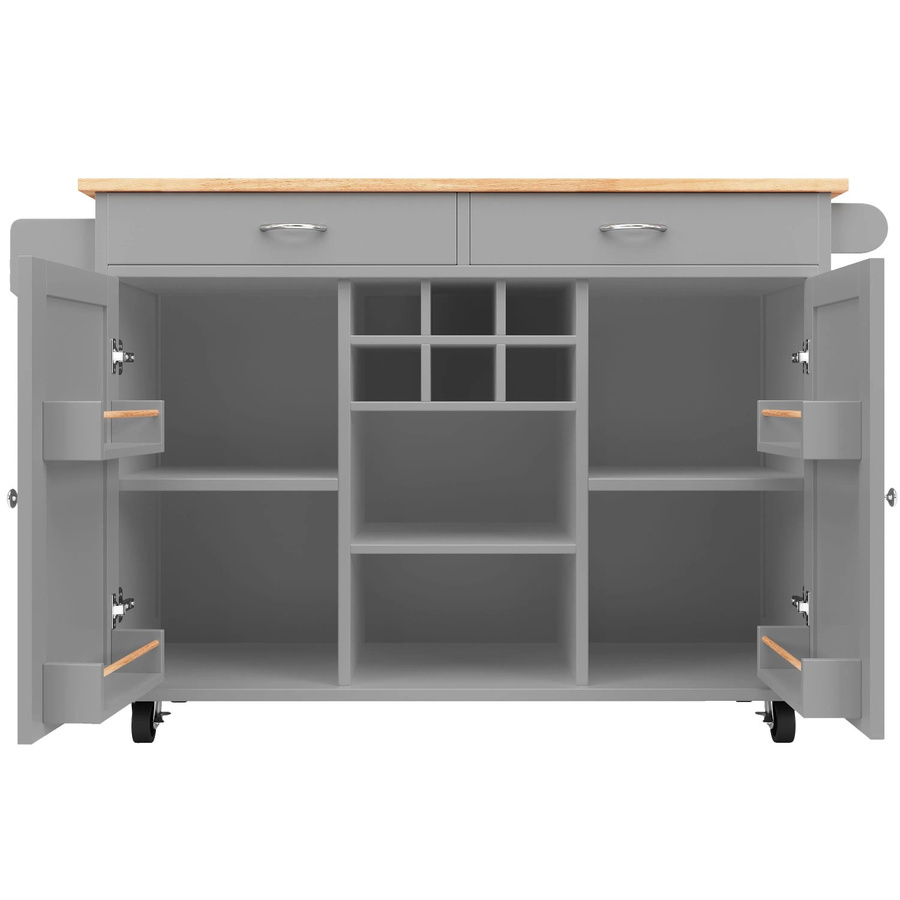okwish Kücheninsel mit Speicherraum in Grau, moderne Multifunktions-Kücheninsel aus Metall und MDF, B/T/H: 102 x 45 x 92 cm - Bild 2