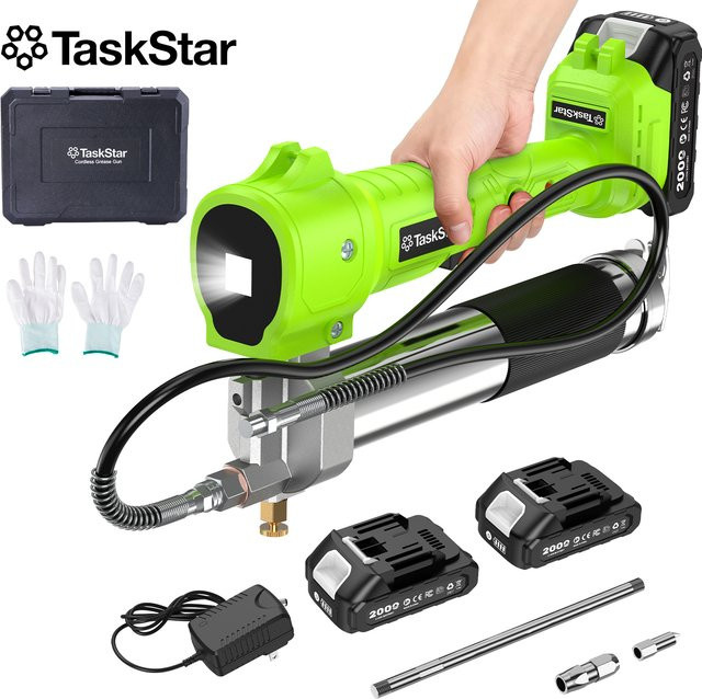 Taskstar Elektrische Fettpresse in Grün mit 1m flexiblem Schlauch, kabelloser Ölinjektor kompatibel mit Makita 18V Akku - Bild 1
