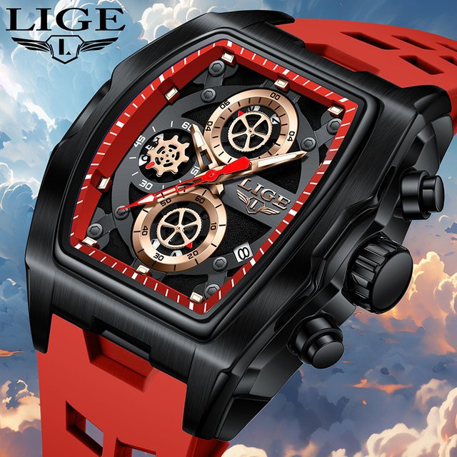 TOP LIGE Armbanduhr Chronograph, Quarz, Edelstahl, Schwarz, Herren - Bild 1