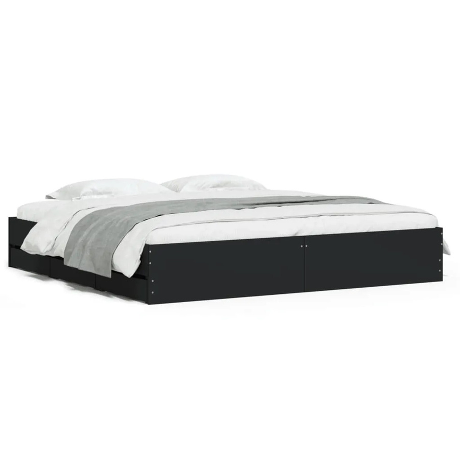 vidaXL Bettgestell mit Schubladen in Schwarz aus Holzwerkstoff, B: 160 cm, H: 163 cm, T: 33 cm - Bild 2