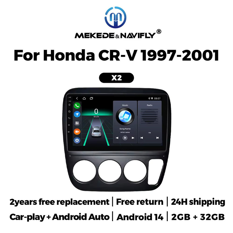 MEKEDE Drahtloses Carplay und Android Auto Multimedia Radio für Honda CR-V 1997-2001 in Schwarz - Bild 2