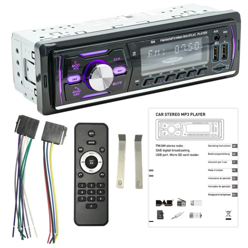 MOPECT DAB+ Autoradio MP3-Player mit Bluetooth, USB, TF, AUX-IN, FM/AM, RDS und 7-farbiger Beleuchtung in Schwarz - Bild 7