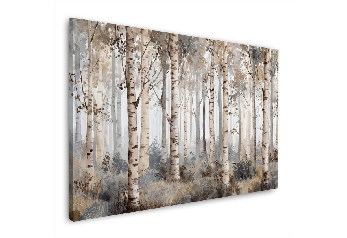 Artedinoi Leinwandbild Waldlandschaft mit Birken und hellen Stämmen - Bild 1