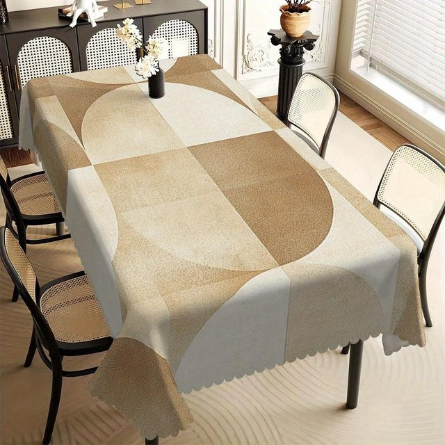 Wasserabweisende Tischdecke von JMG Household Supplies in Beige mit geometrischem Muster, B/L: 100 x 140 cm - Bild 1