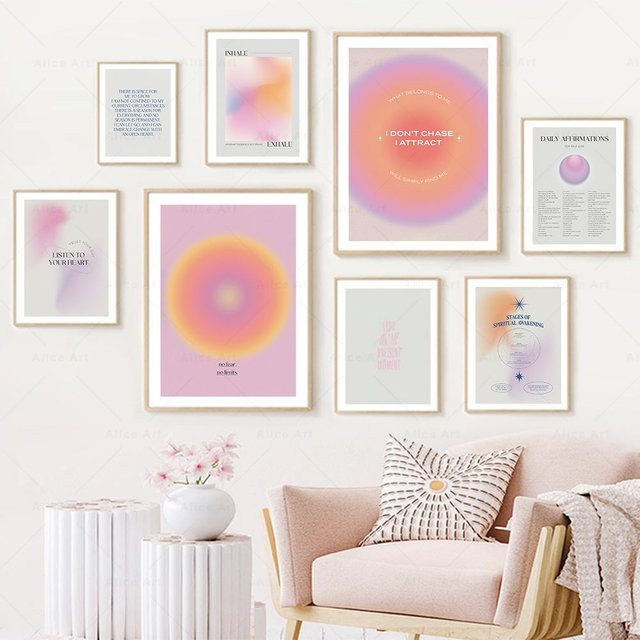 Potdemiel Abstrakte Wandkunst Leinwandmalerei mit Gradient Aura Design in Multicolour im Scandinavian Stil - Bild 1