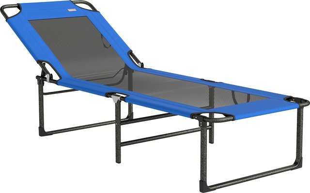 Outsunny Klapp-Sonnenliege in Blau mit Textilene-Rückenlehne und 4-fach verstellbarer Rückenlehne, B/T/H: 175 x 58 x 68 cm - Bild 1