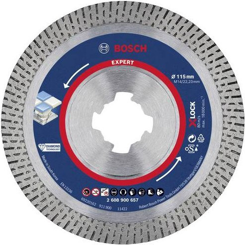 Bosch Expert HardCeramic X-LOCK Diamanttrennscheibe für Winkelschleifer, Durchmesser: 115 mm, Bohrung: 22,23 mm, Dicke: 1,4 mm, Höhe: 10 mm - Bild 1