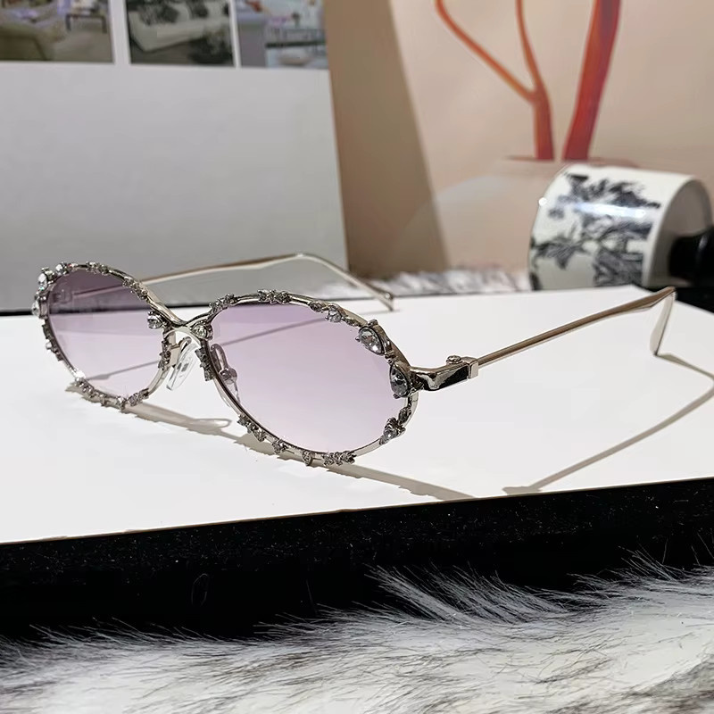 Salutami Sonnenbrille, oval, Metall, Vollrand, Silber, Damen - Bild 2