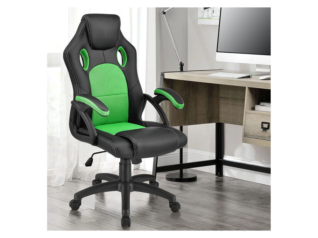 Juskys Racing Schreibtischstuhl Montreal ergonomischer Gaming Stuhl aus Kunstleder in Grün B/T/H: 66 x 70 x 120 cm - Bild 3