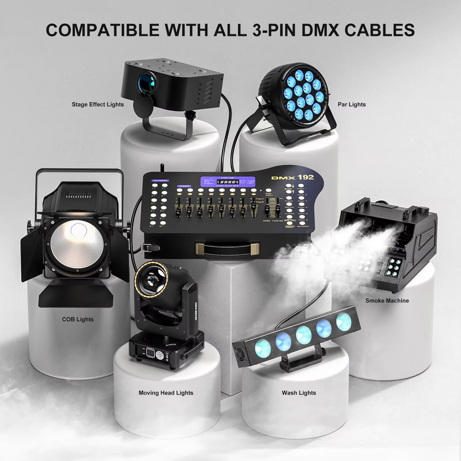U'King 192 DMX-Kanal-Konsole Schwarz mit MIDI-Operator und kabelloser DMX512-Lichtsteuerung für DJ, KTV und Club, B/T/H: 36,0 x 21,0 x 10,0 cm - Bild 5