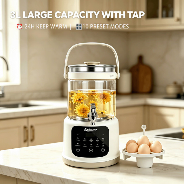 Ikeborn Multifunktionaler Gesundheitskessel mit Zapfhahn und Smart-Steuerung, 3 l, Glas, Transparent - Bild 1