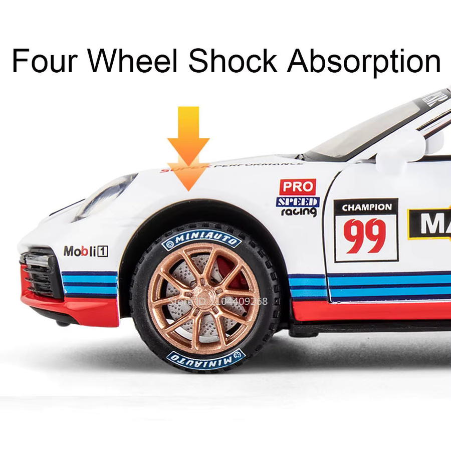 RMZ city 911 GT3 RSR Targa 4S Sportwagen, Spielzeugmodell, 1:32, Metalldruckguss, mit Licht und Sound - Bild 3