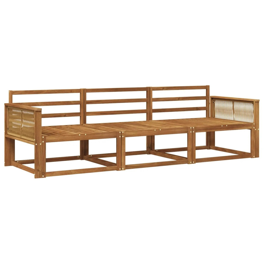 vidaXL Outdoor-Sofagarnitur aus Massivholz Akazie in Braun, 5-teiliges Set mit 3 Mittelsesseln und 2 Armlehnen im Lamellen-Design - Bild 2