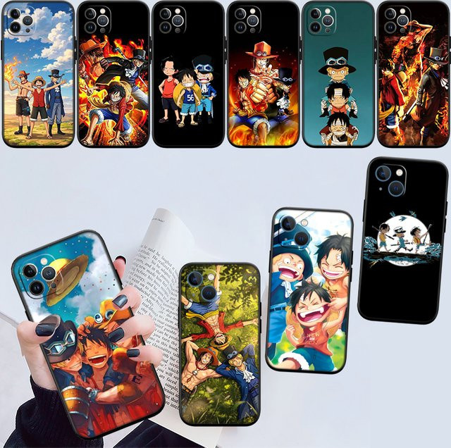 DI29 One Piece Ace Luffy Sabo Handyhülle für iPhone 16 15 14 13 12 Pro Max Plus Mini in Multicolour - Bild 1