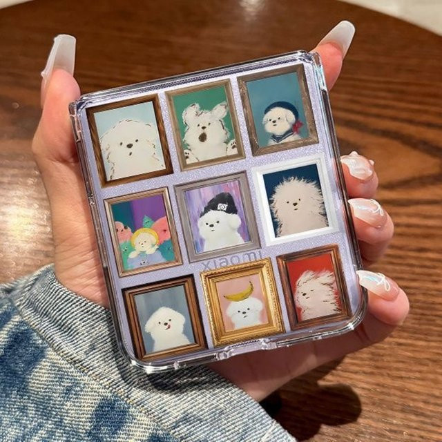 Fundas Ölgemälde Hund Handyhülle für Samsung Galaxy Z Flip 7, Z Flip 6, Z Flip 5 5G, Z Flip4 und Z Flip 3, transparent - Bild 1