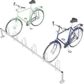 Schake Reihenparker zum Aufdübeln, verzinkt, Farbe: Silber, Gesamtlänge: 300 cm, 6 Einstellplätze, einseitige Fahrradeinstellung, gerade 90° - Bild 1